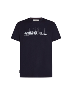Icebreaker Men's Merino 150 Tech Lite SS Tee THE PEAKS - Midnight Navy - Kortærmet uldtrøje